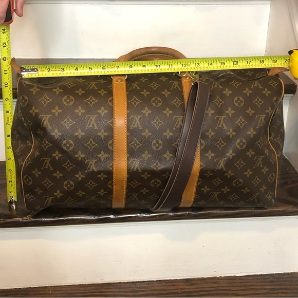 LOUIS VUITTON KeepAll LV 50 Boston Weekend Shoulder Bag Crossbody Tote Authentic - Picture 12 of 16